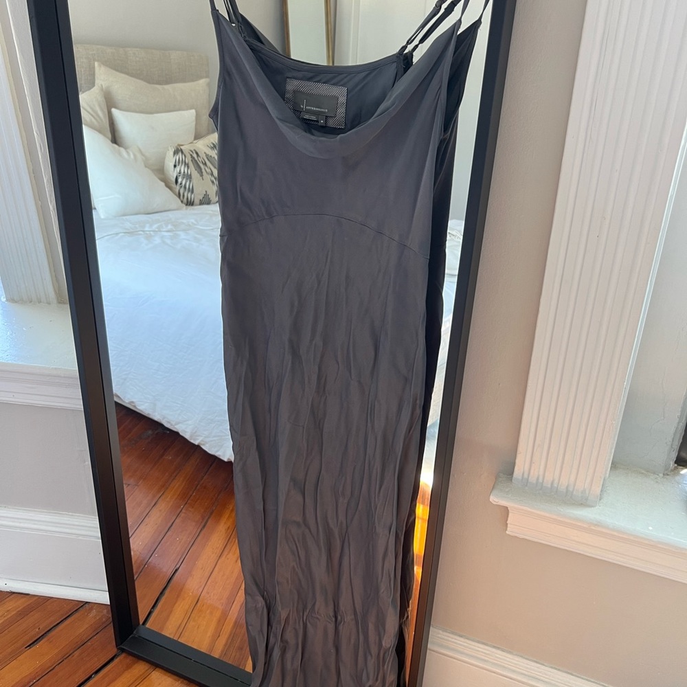 Anthropologie Elyse bias slip dress in carbon; worn once!
